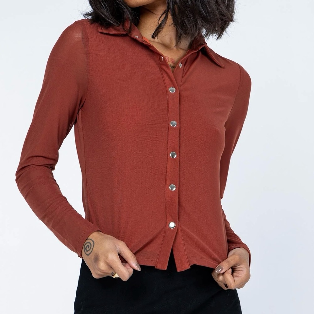 Princess Polly Blanca Brown Long Sleeve Top Size 2